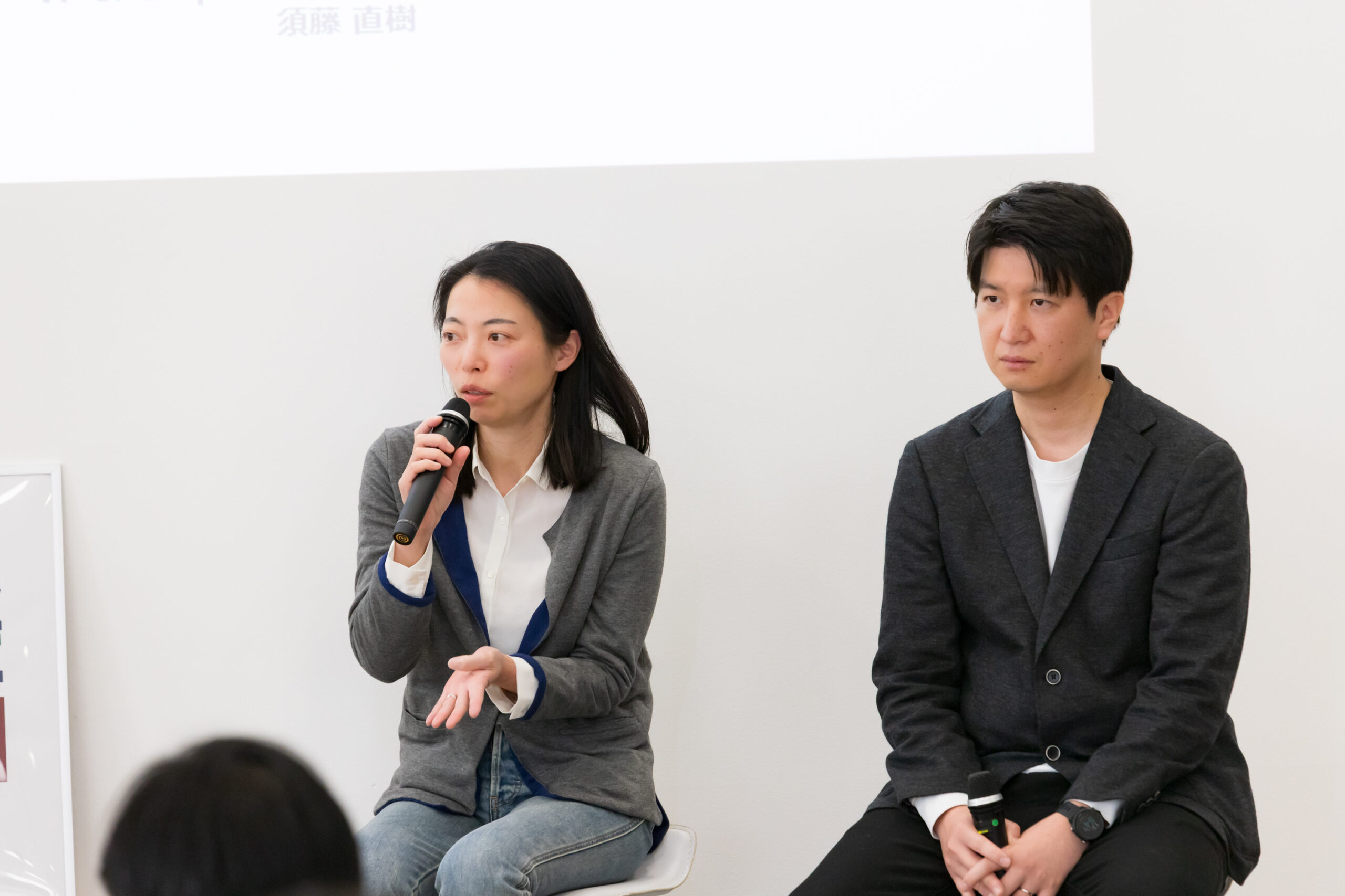 スタディプラス株式会社_中島 花絵氏_株式会社Asobica_須藤 直樹氏_登壇中の様子